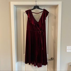 Torrid | Burgundy Velvet Faux Wrap Dress